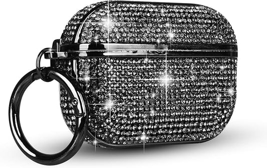 LUVI for AirPods Pro 3 Diamond Case Rhinestone Bling Glitter Crystal Shiny Sparkle Cute for AirPods Pro 3 Cover for Girls Women Wireless Charging Luxury Skin Black