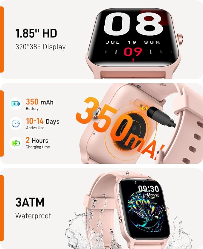 Smart Watch with Bluetooth Calls Heart Rate SpO2 Monitor and 120 Sport Modes for Women