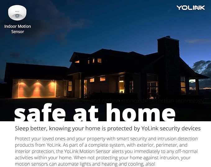 YoLink SpeakerHub & One Motion Sensor Smart Home and Security Kit – Audio Hub Plays Tones/Sounds, Spoken Messages, LoRa-Powered ¼ Mile Range, WiFi Required