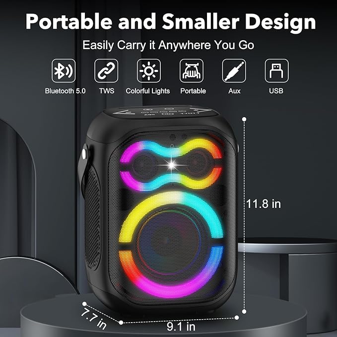 Portable Bluetooth Speakers 80W Big Powerful Wireless Outdoor Loud Stereo Deep Bass Sound Boombox TWS Home Party Speaker with Subwoofer LED Lights