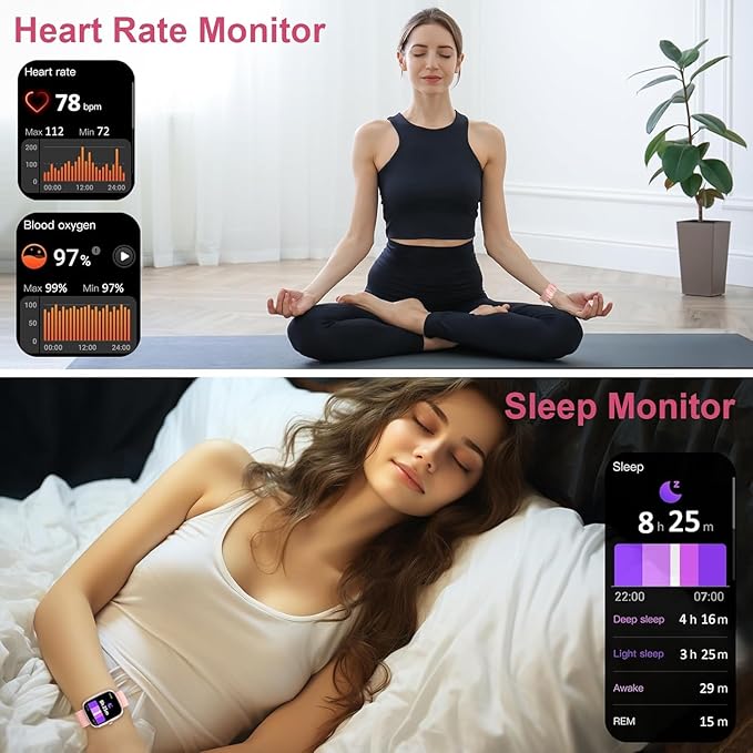 Fempoin Smart Watch, 1.96" HD SmartWatch, Touch Screen Answer/Make Call, IP68 Waterproof 100+ Sport Fitness Tracker, Activity Tracker with Sleep Monitor/SpO2/Heart Rate/Pedometer for Android iOS