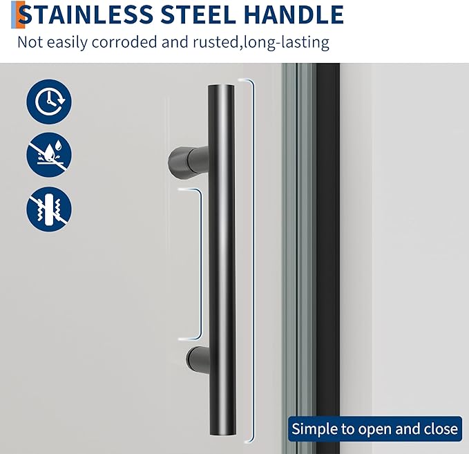 72 x 34 Inch Shower Doors with 1/4" (6mm) Tempered Glass, Single Shower Door, Easy Installation for Modern Bathroom