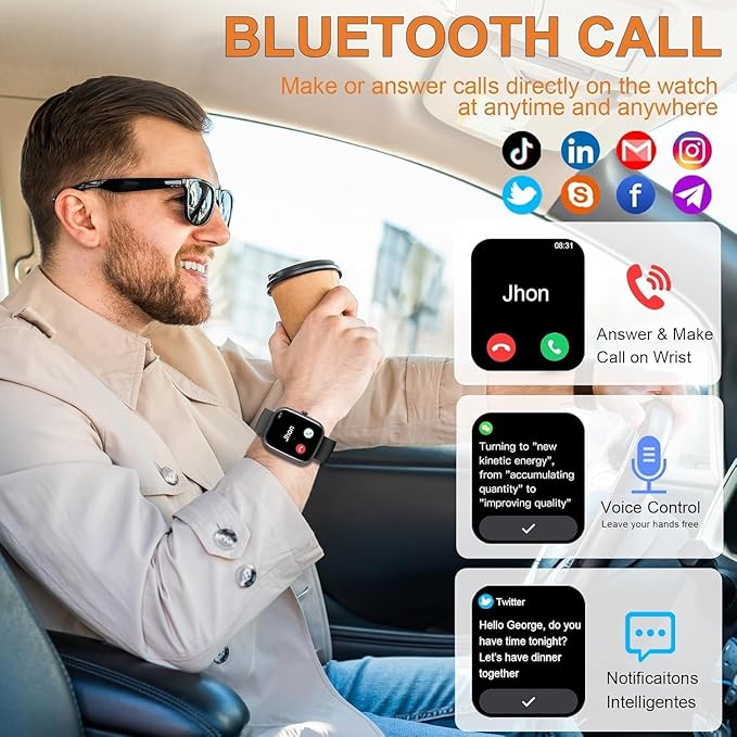 Smart Watch for Men Women(Answer/Make Call), 2025 New Smartwatch 1.85" HD Fitness Watch with 100+ Sport Modes, Heart Rate, Sleep Monitor, Pedometer, IP68 Waterproof Activity Tracker for Android iOS