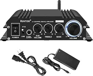 Kinter K3118-2.1 Bluetooth 5.0 Stereo Digital Receiver Amplifier 2.1 Channel Mini Hi-Fi Class D Amp 30 Watt x 2 Channels + 80 Watt Subwoofer for Home TV DIY Auto Outdoor Passive Speakers Subwoofer