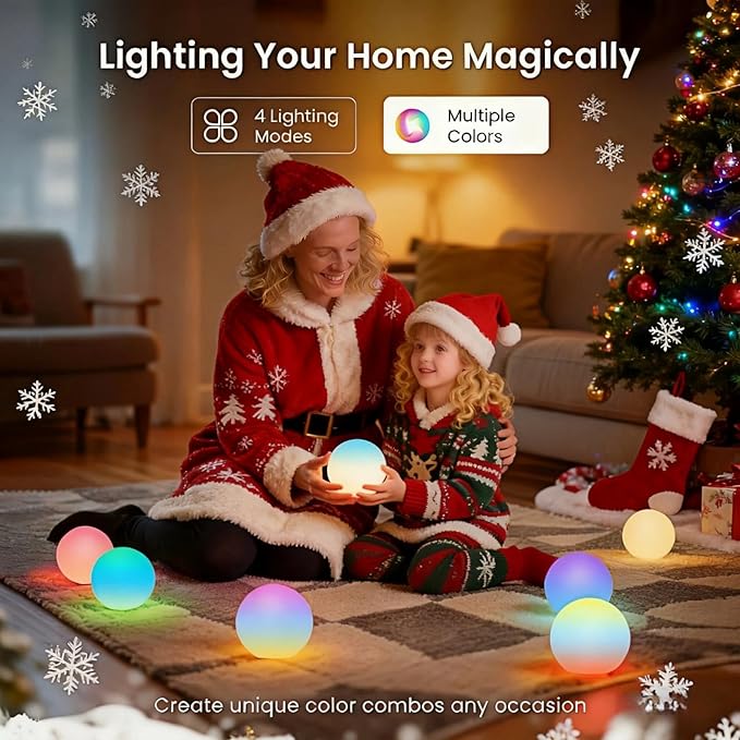 LOFTEK 3-inch Smart Sphere Night Light, Multi-Color Rechargeable Ball Lights, RGB Mood Lighting, Waterproof Ambient Light for Home Bedroom Patio Pool Decorative Lighting, Halloween, Xmas Gift, 1 Pack