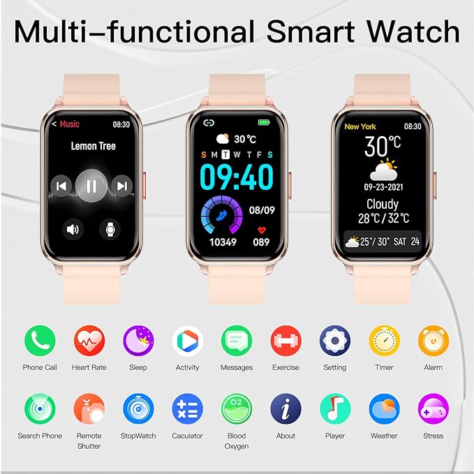 Smart Watch Fitness Tracker Make/Answer Calls for Women Men with Heart Rate Blood Oxygen Sleep Monitor Sports Modes Step Calorie Counter IP68 Waterproof for Android Phones and iPhone