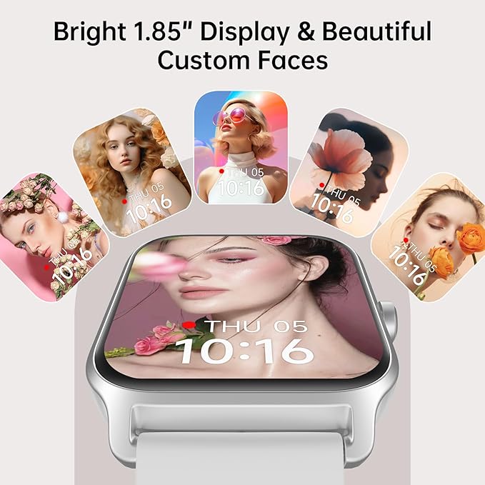 Tensky Smart Watch for Women/Men, 1.85'' HD Touchscreen Smartwatch for Android/iPhone/Samsung/(Bluetooth Call), Alexa Built-in, 100+ Sport Modes Fitness Digital Tracker, Sleep/Heart Rate/SpO2 Monitor