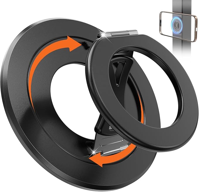 X-Grip for MagSafe Ring Holder, 360° Magnetic Ring Holder Cell Phone Grip Stand Finger Kickstand Two-Sided Magnet Compatible with iPhone 17/16/15/14/13/12/ Series for MagSafe Case Accessories