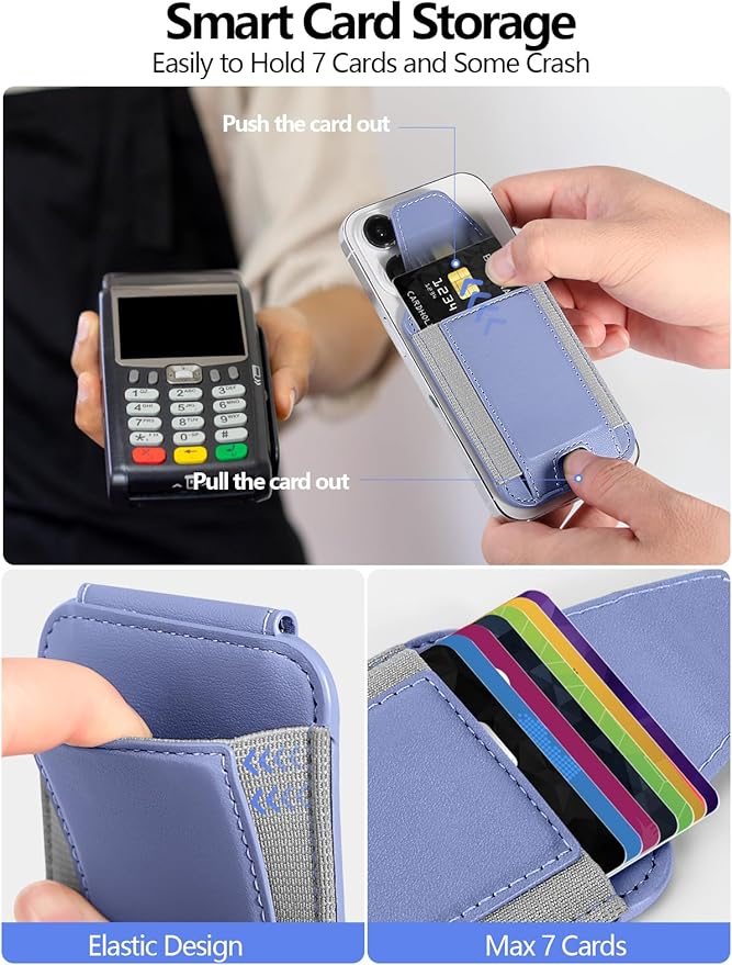 Miroddi for MagSafe Wallet with Privacy Flap, Strongest Magnetic Card Holder for iPhone 17, iPhone 16/15/14/13/12 Series, Detachable Magnetic Phone Wallet, RFID Blocking, Fit 7 Cards, Wisteria Purple