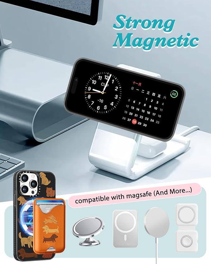 Toycamp for iPhone 15 Pro Max Case - Compatible with Magsafe Credit Card Holder Wallet Magnetic Cute Women Teen Girls Kawaii Girly Unique Small Dogs Design Phone Cover for Apple 15 Promax 6.7"