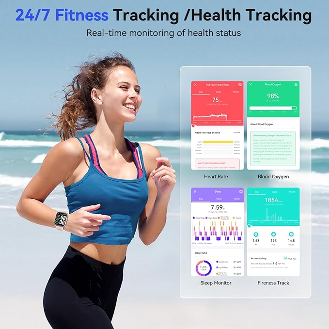 Smart Watch(Answer/Make Call), 1.85'' HD Smartwatch for Men Women, 2025 Fitness Tracker with 100+ Sport Modes, Heart/Sleep Monitor/Pedometer IP68 Waterproof Fitness Watch for Android iOS Rose Gold
