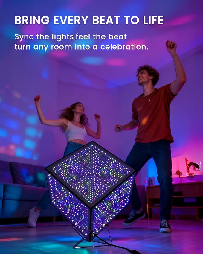 Infinity Hyper Cube LED Table Light, Color-Changing Music-Sync APP-Controlled Ambient Light for Gaming, Party, Home (4Inches)