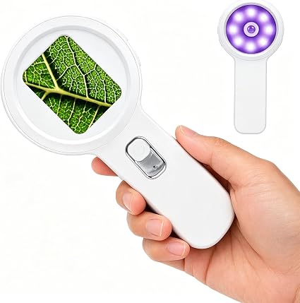 Digital Magnifier, 10-200X Zoom, 2" IPS, LED & UV Light