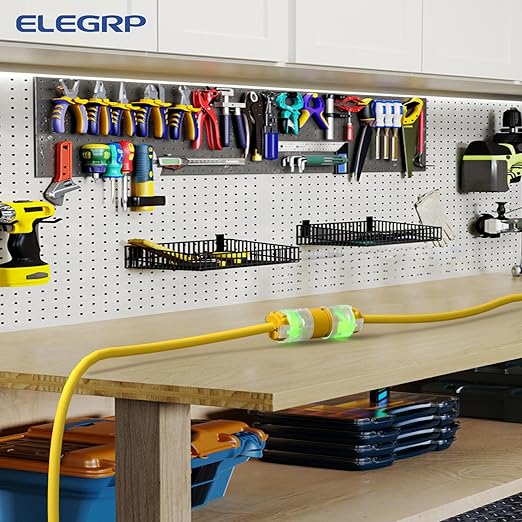 ELEGRP Lighted Straight Blade Electrical Plug and Connector Set 20 Amp 125 Volt NEMA 5-20P NEMA 5-20R 2 Pole 3 Wire Grounding, Commercial Grade, Yellow, 5 Set