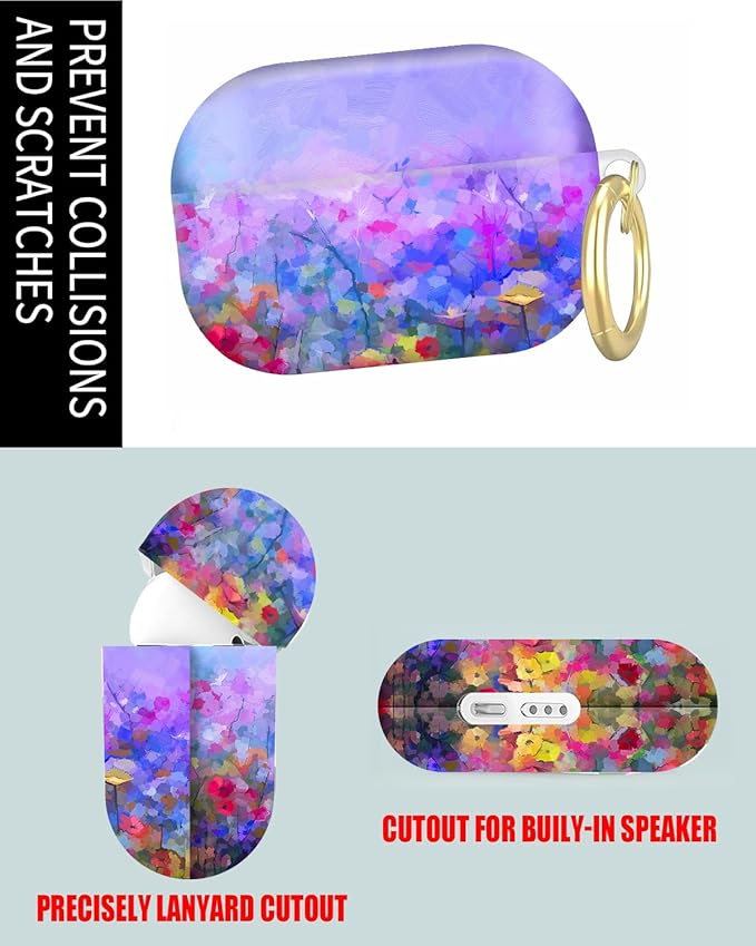 Compatible with Airpod Pro 2nd/1st Generation,Full Protection Cover for Women,Accessories Hard Case Portable & Shockproof for Airpod Pro 2nd Charging Case 2023/2022/2019(Abstract Watercolor Flowers)