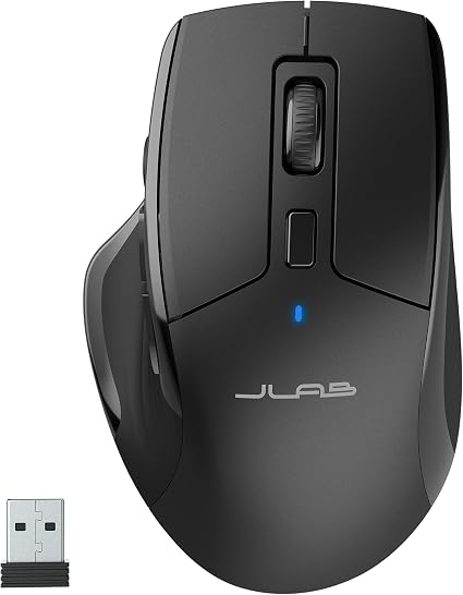 JLab, JBuds, Wireless Mouse, Bluetooth, USB Dongle, Multi-Device, Silent Click, Full-Size, Black
