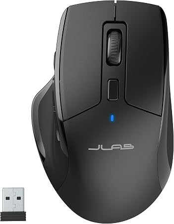 JLab, JBuds, Wireless Mouse, Bluetooth, USB Dongle, Multi-Device, Silent Click, Full-Size, Black