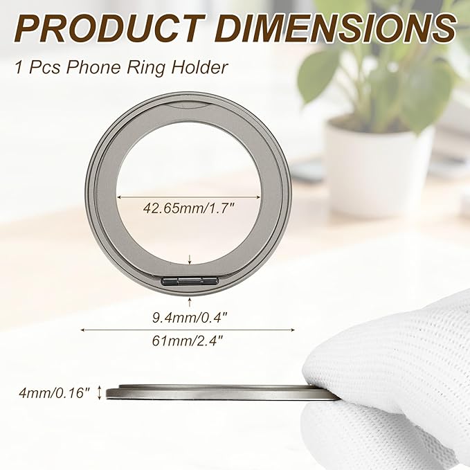 PATIKIL 2Pcs Phone Ring Holder, Metal 360 Rotation Magnetic Phone Grip Holder Stand with Adhesive Backing Smartphone Finger Grip Kickstand for Tablet Case Car Mount Accessory, Gray