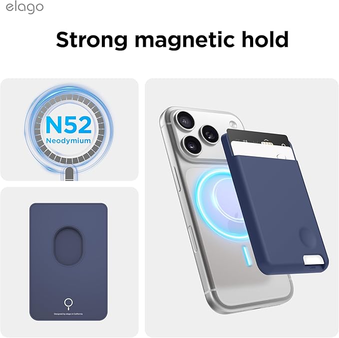 elago Magnetic Wallet Card Holder 2-Cards Compatible with MagSafe for iPhone - Secure Phone Wallet, Long Last Silicone, Scratch and Damage Protection