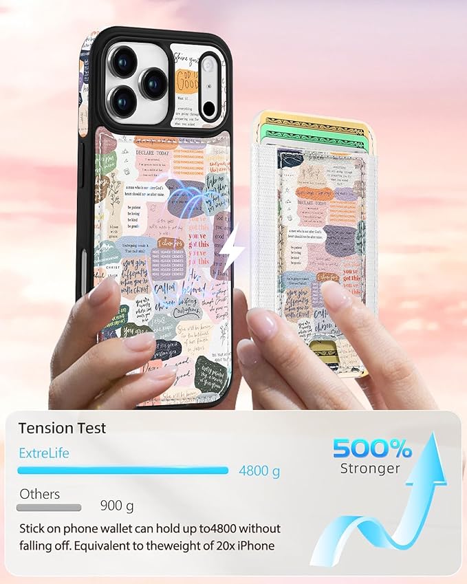 Shorogyt for iPhone 17 Pro Case Wallet - Fits 5 Cards, Compatible with Magsafe Detachable Magnetic Credit Card Holder Leather Cardholder Cute Phone Cover Women Girls for Apple 17Pro, Collage