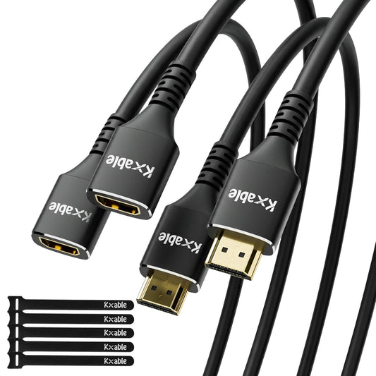 8K HDMI Extension Cable 30 FT, HDMI 2.1 Ultra High Speed Male to Female Cord Adapter, 24AWG OFC Conductor, Compatible with Roku TV Stick PS5 PS4 Xbox Laptop PC Player Google Chromecast Wii U HDTV