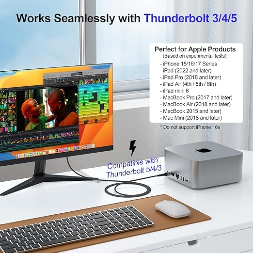 USB C to HDMI Cable 15 ft Long, 4K@30Hz 1080P@120Hz One-Direction Type C to HDMI Cord for MacBook iPad Pro/Air, iPhone 17/16/15, Galaxy S25/S24/S23 Android Phone to TV, Projector, Monitor