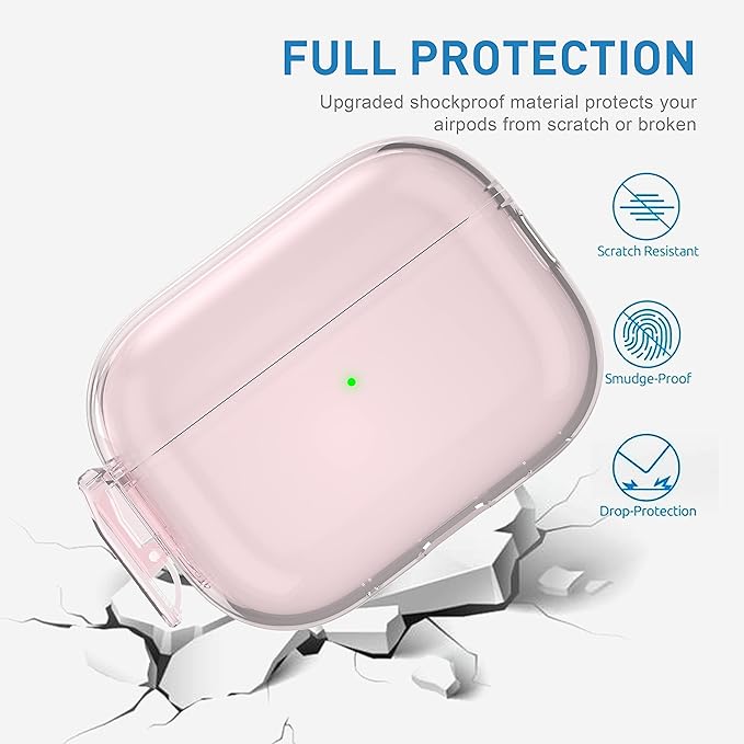 Valkit Compatible Airpods Pro 2 Case Clear with Lock, Shockproof AirPods Pro 2nd/1st Generation Case Soft Transparent Protective Cover with Lanyard iPods Pro 2 Skin for Airpods Pro 2nd/1st Gen