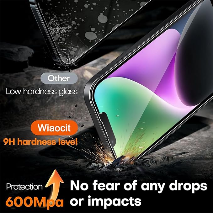Wiaocit 3 Pack Tempered Glass Screen Protector for iPhone 14 with 3 Pack Camera Lens Protector, 9H Hardness, Bubble Free, Case Friendly