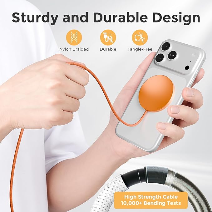 25W Magnetic Wireless Charging Pad: Qi2.2 Qi2 MagSafe Fast Charger for iPhone Air 17e 17 16 15 14 Pro Max, Samsung Galaxy S26 S25, Google Pixel 10 & AirPods, Gift Ideal for Desk Travel (Orange, 2Pack)