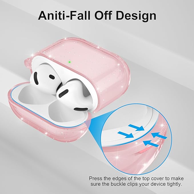 Valkit Compatible Airpods 4 Case Pink, Soft TPU Airpods Case Generation 4 with Cleaner Kit, Shockproof Protective Case with Keychain for Apple Airpods Gen 4 Cases Cute for Women Girl(Glitter Pink)