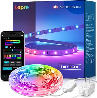 Lepro S1 AI Smart LED Strip Lights with IC 16.4FT 2.4G WiFi Bluetooth
