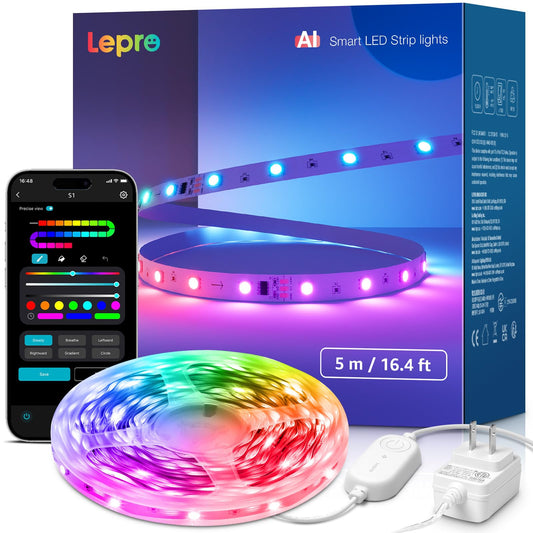 Lepro S1 AI Smart LED Strip Lights with IC 16.4FT 2.4G WiFi Bluetooth