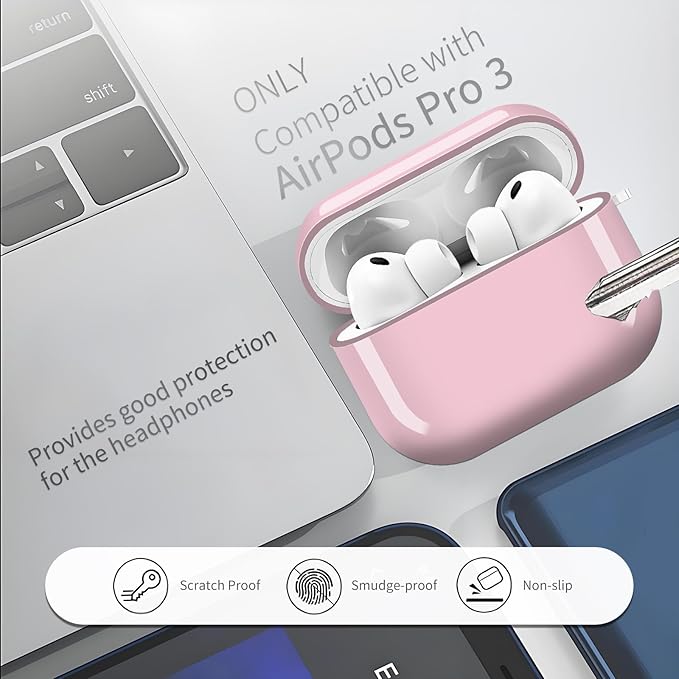 AirPod Pro 3 (2025) Case Cover for Women, Cute Shockproof Protective Case with Gold Round Buckle, Anti-Drop Design Compatible with Apple AirPods Pro 3rd Generation (USB-C Cable) Pink