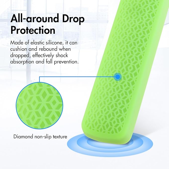 LEFXMOPHY Glow Cover for TV Stick HD / 4K (2024 Model) Wi-Fi 6 4 K Voice Remote Control Silicone Green Case with Lanyard
