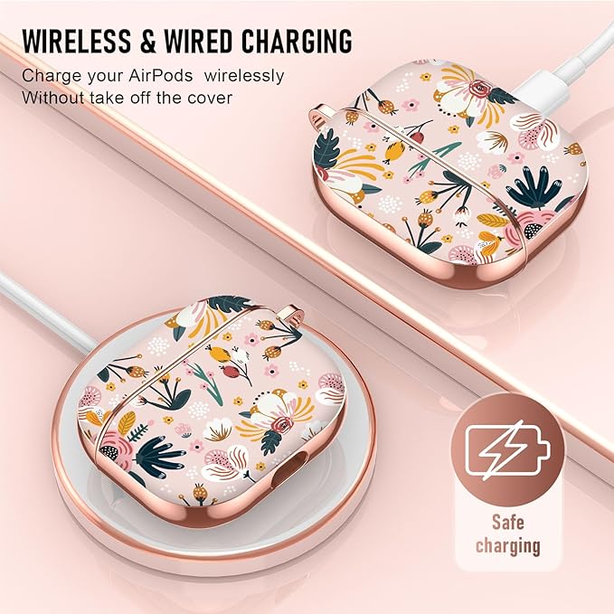 Maxjoy for AirPods 3rd Generation Case, Compatible with Apple AirPods 3rd Charging Case, Pink Flowers