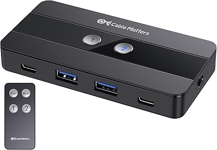 Cable Matters USB C Switch for 2 Computers Sharing 4X USB-C/A Devices