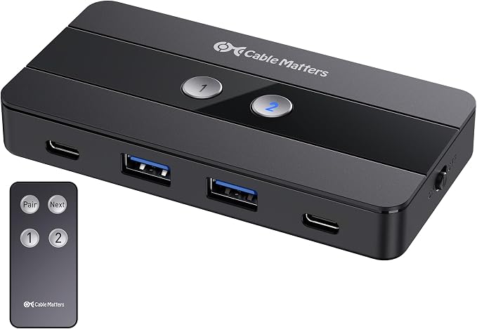 Cable Matters USB C Switch for 2 Computers Sharing 4X USB-C/A Devices