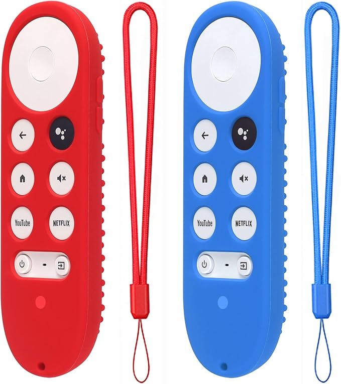 2 Pack Silicone Case for Chromecast with Google TV 2020 Voice Remote Protective Cover for 2020 Chromecast Voice Remote (Red+Sky Blue)