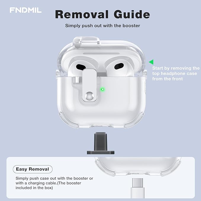 Clear Case for AirPods 3 Case Cover with [Lock Safety & Pop Up][Military Shockproof] Anti-Yellow Transparent Soft TPU Wireless Charging for AirPods 3 Generation Case with Keychain,Clear