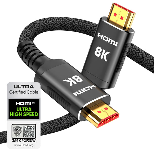 Snowkids 8K HDMI Cable 10ft, Certified 2.1 UHD [4K & Ethernet Support]