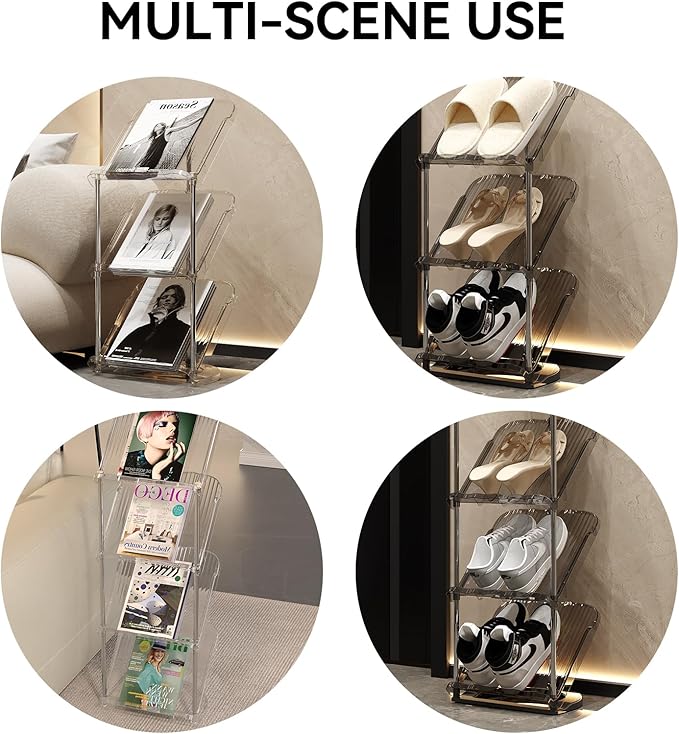 YYW Narrow Shoe Rack Vertical Shoes Rack for Entryway Corner Shoe Storage Organizer for Small Spaces Transparently Tall Slim Shoe Shelf for Front Door Entrance Living Room White 6 Layers