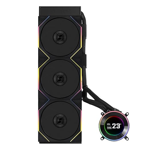 Lian Li Hydroshift II-C 360TL RGB Liquid CPU Cooler - 360mm AIO - 3X 120 RGB Fans - 2.1??IPS LCD Screen - 3 Control Mode - Flexible Tubes Clamp - LGA 1851/1700, AMD AM5/AM4 - Black (HS2LCD36TB)