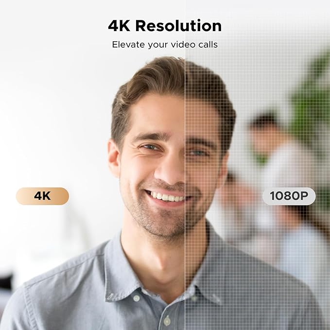 4K Ultra HD Webcam for PC and Mac with Autofocus Noise Canceling Microphone for Video Calls and Streaming