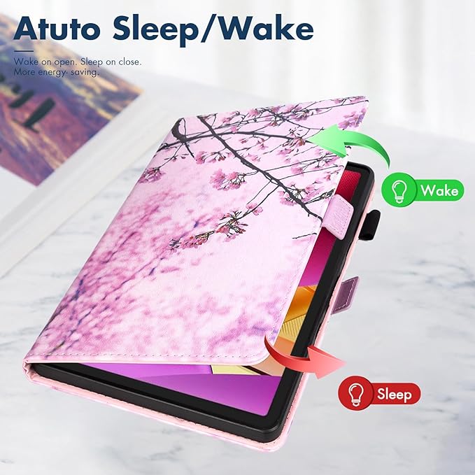 Dteck for Amazon Fire Max 11 Tablet Case 11" (13th Generation) 2023, PU Leather Shell TPU Back Cover Folio Slim Case with Auto Sleep Wake, Adjustable Viewing Angles, Cute, Pink Cherry