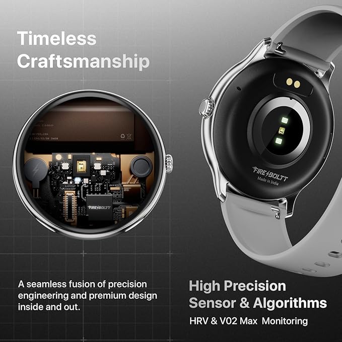 Fire-Boltt Phoenix Pro 35.3mm (1.39 inch) Bluetooth Calling Smart Watch, AI Voice Assistant, Metal Body with 120+ Sports Modes, SpO2, Heart Rate Monitoring. (Silver Grey)
