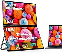 InnoView Dual Portable Monitor 15.6" 1920x1080 Dual Stacked Foldable Monitor | 315° Screen Adjustment | USB-C/HDMI Dual Screen Monitor for Laptop, Mac, Windows - Image 1