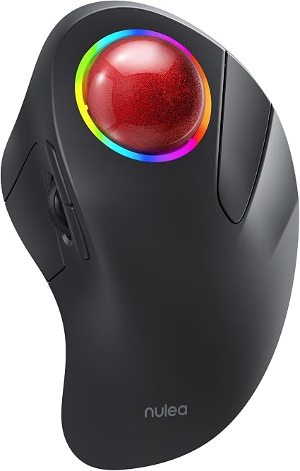 Nulea Wireless Trackball Mouse Ergonomic RGB 44mm Index Finger Control