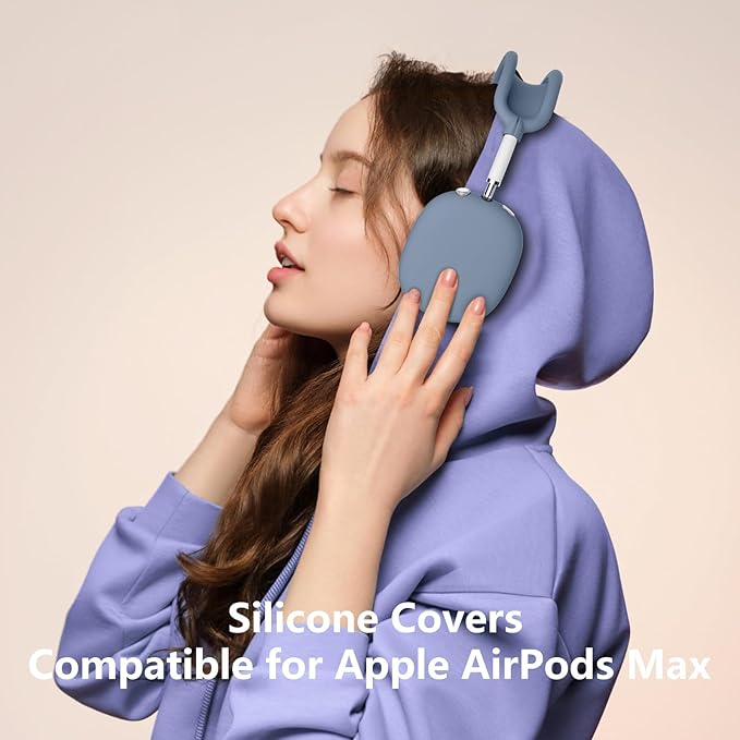 Silicone Case Cover for AirPods Max, Ear Pad Case/Ear Cups/Headband Cover for AirPods Max Headphones, Accessories Soft Silicone Protector for AirPod Max New USB-C (2024)(Lavender)