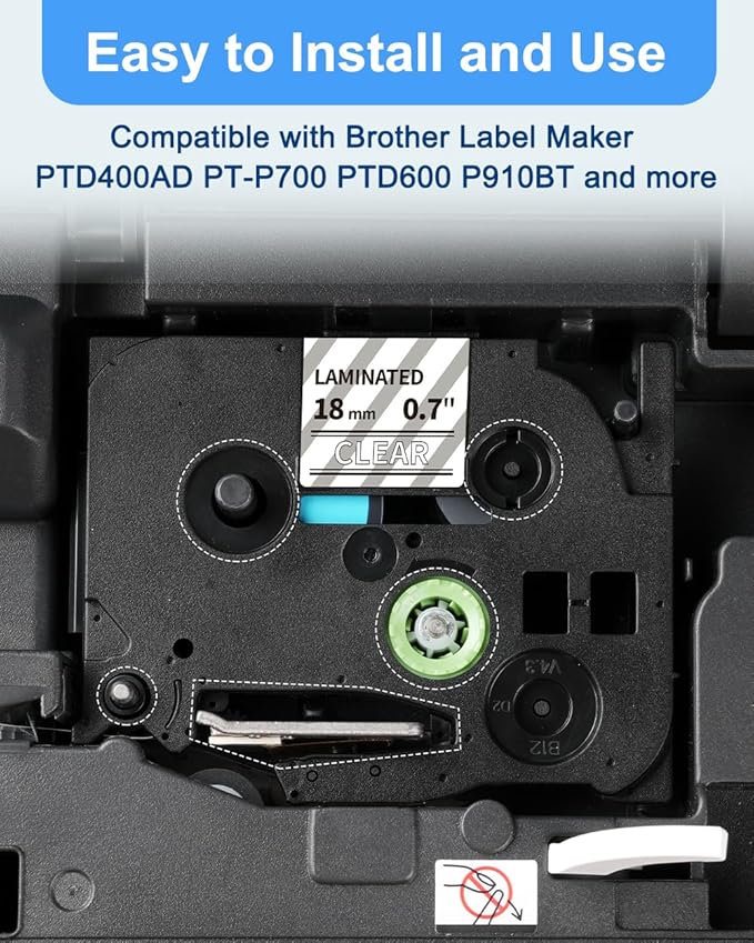 Wonfoucs TZ Tape White on Clear 18mm 0.7 Laminated Replacement for Brother TZe-145 TZe145 P Touch Label Tape Work with Brother Label Maker PTD600 PT-D610BT PT-D410 PTD400 PT-1830, 3/4 Inch, 4-Pack