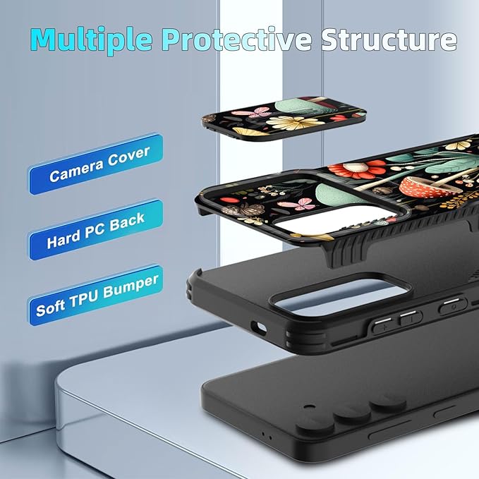 for Galaxy S24 Plus Case Built in Slide Camera Lens Cover,Heavy Duty Shockproof Protection Dual Layer Case for Samsung Galaxy S24 Plus (6.7") 2024,Mushroom Forest
